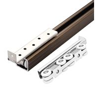 Kit de quincaillerie pour rail coulissant de porte de grange, système de glissière en aluminium pour armoire de 3, 4, 5, 6, 7, 8, 9 ou 10 pieds(Champagne,5ft/152cm)