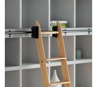 Kit de quincaillerie pour rail d'échelle de bibliothèque coulissante (sans échelle) | Rail roulant robuste en acier au carbone de 300 lb avec roues et freins silencieux en PU(610cm Kit de piste)