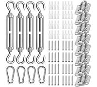 Kit de quincaillerie pour voile d'ombrage - Kit d'installation de pare-soleil en acier inoxydable 304 pour installer des voiles d'ombrage rectangulaires et triangulaires pour terrasse, jardin,