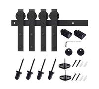 Kit de quincaillerie robuste for porte de grange coulissante, conception à fond plat affleurant, coulisse en douceur et en silence, for chambres, salles de bains et garages(78.7" Track (Single Door))