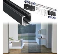 Kit de quincaillerie robuste pour porte coulissante à fermeture douce de 1,5 m avec rouleau pour une installation de rail de porte en verre lisse, parfait pour la maison et le bureau
