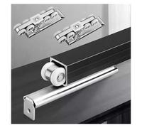 Kit de quincaillerie robuste pour porte coulissante de grange de 110 400 cm de long, rail de porte de poche pour portes en bois, raccords en aluminium durable, noir