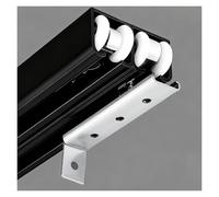 Kit de quincaillerie robuste pour porte coulissante de grange de 2,7 m, 3 m, 2,4 m, pour système de rail de montage à 2 butées de porte, roulettes durables, finition noire (564 cm)
