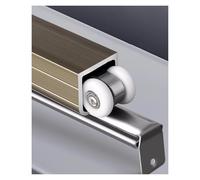 Kit de quincaillerie robuste pour porte coulissante de grange - Système de rails en aluminium de 2 m - Pour portes de poche et de dérivation - Longueur personnalisée : 1,8 m (finition champagne