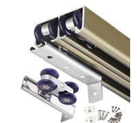 Kit de quincaillerie Robuste pour Porte de Grange à Double Rail - Roulette coulissante de Plafond de 140 cm (55 po) pour Une Ouverture dans Toutes Les Directions, idéal pour la Maison et Le