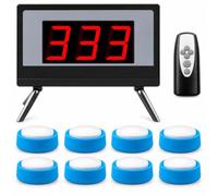 Kit de quiz sans fil, 8 groupes, 4 modes, télécommande | Minuterie de 1 à 999 secondes, écran LCD, portée sans fil de 80 m, invites vocales et batterie de 2600 mAh pour quiz et