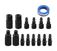 Kit de raccord de tuyau d'air 15 pièces /4" pour NPT Quick Connect Pneumatique Coupler Ensemble de raccords de compresseur en acier plaqué noir pour outils pneumatiques, cloueurs, meuleuses dans le
