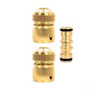 Kit de raccord de tuyau d'arrosage en laiton avec deux adaptateurs d'extrémité de tuyau et un connecteur bidirectionnel pour la flexibilité du système d'eau