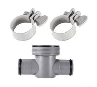 Kit de raccord en T pour piscine, 3 pièces, 3,2 cm à 3,8 cm, adaptateur de tuyau de piscine avec joint torique et collier de serrage pour pompe filtrante, joint étanche pour l'entretien de la piscine