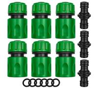 Kit de Raccord Tuyau D'arrosage Nécessaires D'arrosage, 6x 1/2" Tuyau Rapides Raccord, 3x Double connecteur, Raccords d'arrosage Rapides Ensemble pour Tuyau d'arrosage