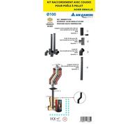 Kit de raccordement avec coudes pour poêle à pellets - acier émaillé noir 0,8 mm Ø100 - avec longueurs droites, coudes 45° et té