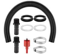 Kit de Raccordement pour citerne de Pluie, Kit Raccord Récupérateur Recuperation Eau de Pluie, Tuyau de raccordement de 50 cm et 2 Embouts de Tuyau, collecteur de Pluie pour Réservoir, Tonneaux