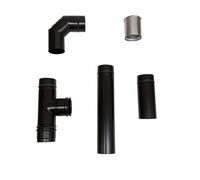 Kit de raccordement pour poêle à pellets en acier inoxydable Noir mat 100 mm