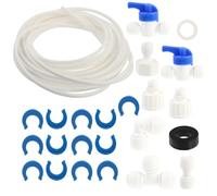 Kit de Raccordement pour Tuyau D’eau Réfrigérateur, 3/4 à 1/4 | Joint Deux Voies Blanc Pom Pe, Vanne D’arrêt, Connexion Rapide, Installation et Maintenance Faciles