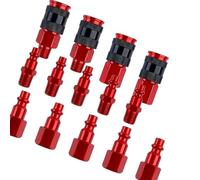 Kit de raccords d'air d'atelier, B | Assortiment de fiches coupleurs NPT de 0,6 cm avec construction en alliage d'aluminium pour les tâches de service pneumatique