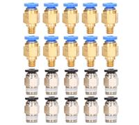 Kit de raccords pneumatiques pour imprimante 3D 20 pièces comprenant 10 connecteurs d'extrudeuse en laiton PC4 M6 et 10 raccords d'extrémité chaude en acier inoxydable PC4 10