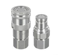Kit de raccords rapides hydrauliques avec valve - Face plate - Compatible avec NPT14 38 12 34 - Traitement zinc blanc et verrouillage à bille en acier (G3/8))
