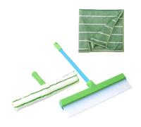 Kit de raclette en silicone recyclable, nouveau kit de nettoyage de fenêtre 2025, outils de nettoyage de vitres avec raclette en silicone et éponge en microfibre, serviette pour vitre de douche