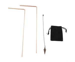 Kit de radiesthésie en cuivre et pendule avec 2 sondes télescopiques pour divination, travail d'énergie psychique, détection d'eau et de minéraux, localisation d'objets perdus, consultation