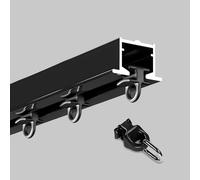 Kit de rail caché en aluminium monté au plafond - Rail carré encastré pour suspension - Rail réglable de 9,5 m - Système noir pour un fonctionnement fluide