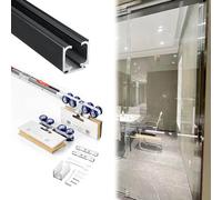 Kit de Rail Coulissant à Fermeture Douce pour Porte en Verre, kit de quincaillerie pour Porte de Poche à Fermeture Lente, Rail de Guidage pour Porte de Grange coulissante en Aluminium, Rails de Porte