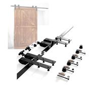 Kit De Rail Coulissant En Acier Au Carbone,accessoires Quincaillerie For Porte Grange,kit Roulement Rail À Double Porte Coulissante,for Garage Domestique(107.9" Track (Double Doors))