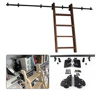 Kit de rail coulissant pour échelle de bibliothèque, kit de quincaillerie pour rail de porte coulissante en bois, kit pour placard, rail coulissant en acier au carbone à tube rond avec roue