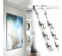 Kit de rail d'affichage en alliage d'aluminium - Système de suspension réglable de 1,4 m avec 2 fils et 6 crochets pour peintures d'art blanches, parfait pour la maison, les galeries et les