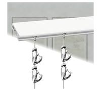 Kit de rail de galerie réglable de 1/1,5 m en alliage d'aluminium pour maison/bureau/studio avec crochets pour un affichage facile Blanc 1 m