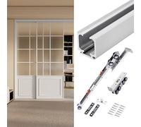 Kit de rail de porte coulissante à fermeture douce de 5 m pour porte de garage et de poche, mécanisme facile à installer, design durable et élégant