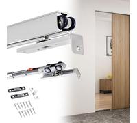 Kit de rail de porte coulissante à fermeture douce Kit110 en aluminium, système de porte escamotable avec roues en nylon et vis, cadre coulissant argent/blanc pour un fonctionnement fluide
