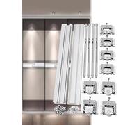 Kit de rail de porte coulissante avec technologie de fermeture amortie, ajustement universel pour 3 portes, fonctionnement silencieux, installation facile sans fente pour placards et armoires