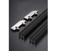 Kit de Rail de Porte coulissante en Aluminium et Verre de 5 mm - Rail de Guidage à Double Canal pour vitrines, coulissement Fluide avec Roues en Alliage d'aluminium (90 cm/35 po)