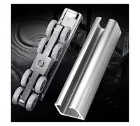 Kit de rail de porte de poche robuste - Matériel de rechange silencieux avec rouleaux - Rail en aluminium découpable pour montage mural/plafond - Argenté - 2,1 m