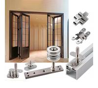 Kit de rail de quincaillerie for porte de placard coulissante bi-pliante, poche en aluminium et rouleaux for porte pliante, système de grange monté sur le dessus(2-door(one Side Open),3m/9.8ft)