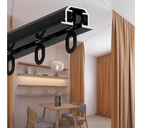 Kit de rail de rideau de plafond noir de 5,5 m, tringle séparateur d'intimité pour la maison, le bureau et la porte, en aluminium, installation facile, parfaite pour la séparation de pièces