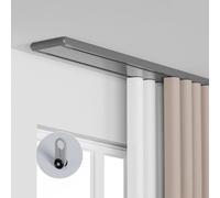 Kit de rail de rideau de plafond silencieux de qualité supérieure - 500 cm - Gris - Double tringle pour salon et salle de bain - Installation facile - Fonctionnement fluide - Design discret
