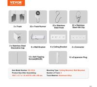 VEVOR Ensemble de rails de rideaux de plafond séparateur de pièce 2,7 m blanc
