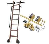 Kit de Rail d'échelle Roulant doré Système de Rouleaux de Piste de quincaillerie coulissante bibliothèque (sans échelles), Piste d'échelle Mobile à Tube Rond 3,3 pieds-24 Pieds(488cm Kit de Piste)