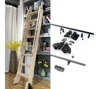 Kit de Rail Échelle Roulante, Système de Glissière pour Échelle de Bibliothèque, Rail Tubulaire Acier 3.3-20 Pieds pour Loft, Maison, Échelle Non Incluse