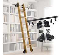 Kit de rail en acier au carbone pour échelle coulissante de bibliothèque, système de poulie et fixation murale (échelle non incluse) pour le bureau(Telescopic,100cm Kit de piste)