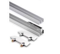 Kit de rail for porte coulissante, rail for porte de placard, rail double en aluminium for porte coulissante, for portes vitrées de placard ou d'armoire(60cm/23.4in)
