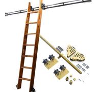 Kit de rail pour échelle de bibliothèque roulante, roulettes de sol avec frein, kit de quincaillerie pour échelle coulissante de 1 m à 7,3 m (échelle non incluse), rail pour échelle mobile d