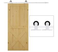 Kit de rail pour porte coulissante 183 cm système de porte grange acier carbone blanc accessoires complets 2 portes montage facile