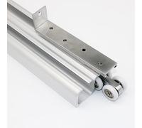 Kit de Rail pour Porte coulissante Double en Aluminium 20 24 30 36 48 72 96 120 150 Pouces, Montage au Plafond, quincaillerie pour Porte de Grange avec Guide au Sol (Longueur 98 p