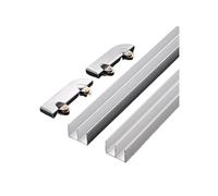 Kit de Rail pour Porte coulissante en Verre de 5 mm | Rail de Guidage en Aluminium à Double Canal, antirouille, roulettes silencieuses, Compatible avec vitrines et armoires (90 cm/