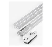 Kit de Rail pour Porte coulissante en Verre de 5 mm | Rail de Guidage en Aluminium à Double Canal, antirouille, roulettes silencieuses, Compatible avec vitrines et armoires (50 cm)