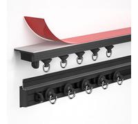Kit de rails auto-adhésifs pour séparateur de pièce coulissant en aluminium pour camping-car et douche Noir 160 cm (2 x 80 cm) - Facile à installer et polyvalent