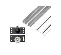 Kit de rails coulissants à triple rail pour portes vitrées, système de penderie robuste en aluminium, capacité de charge de 27 kg, fonctionnement fluide et silencieux, quincaillerie d'installation f