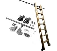 Kit de rails coulissants de 4 m pour échelles mobiles | Système de rouleau robuste avec roue supérieure | Rouleaux d'échelle noirs pour une mobilité facile